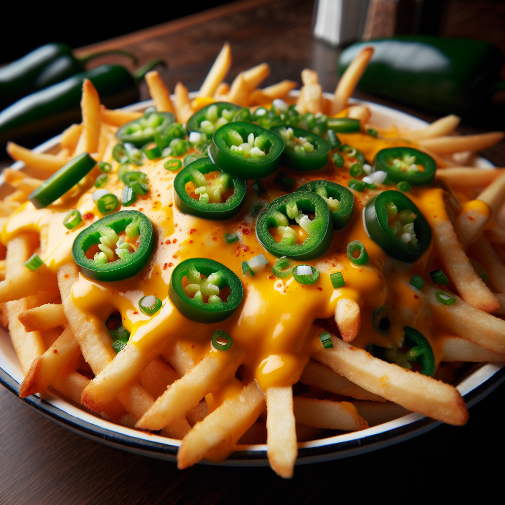 Loaded cheese fries with jalapenos